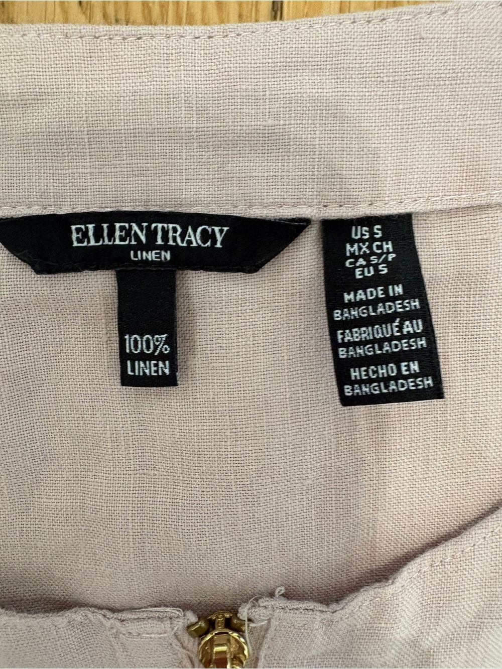Ellen Tracy 100% Linen Utility Tunic Top Size S Pale Pink Drawstring Coastal - Picture 5 of 8